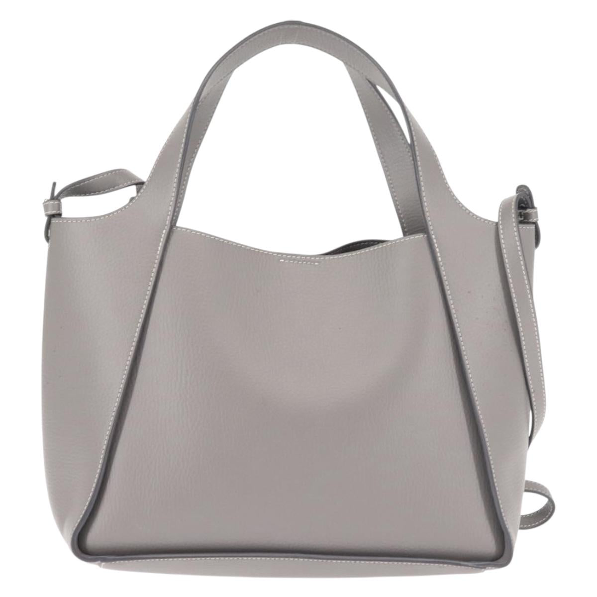 Stella MacCartney Hand Bag Leather 2way Gray Silver Auth BA5955