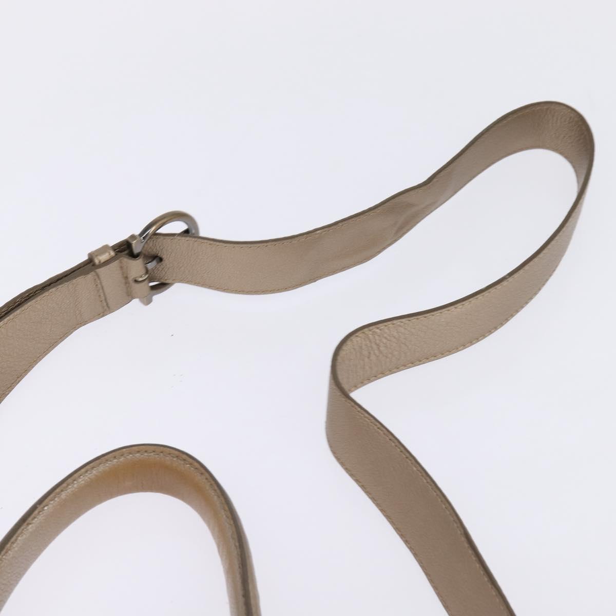 Salvatore Ferragamo Gancini Hand Bag Leather 2way Beige Gold Auth BA5964