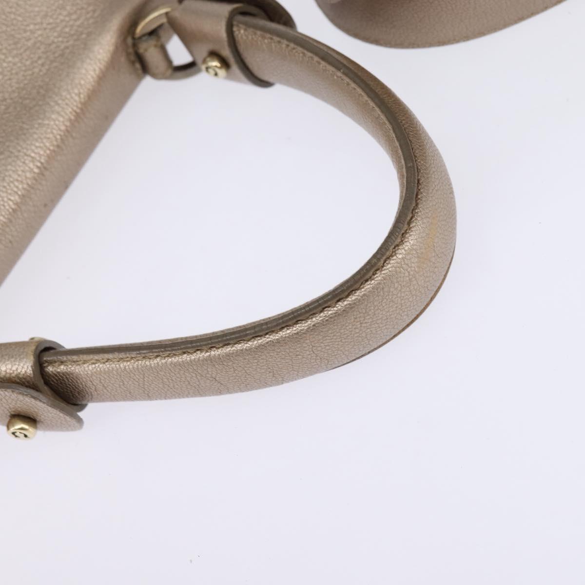Salvatore Ferragamo Gancini Hand Bag Leather 2way Beige Gold Auth BA5964