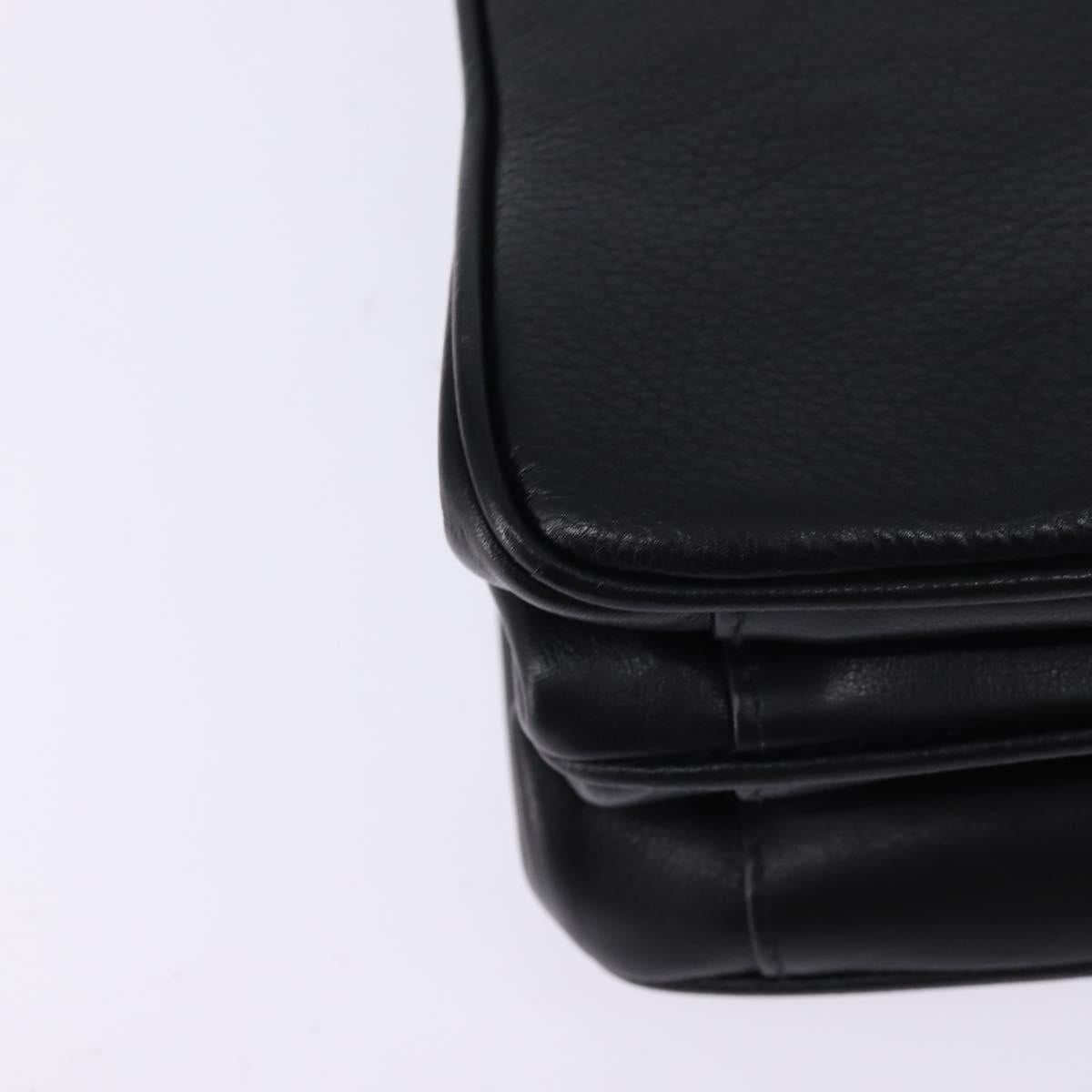 Gianni Versace Hand Bag Leather 2way Black Gold Auth BA5965
