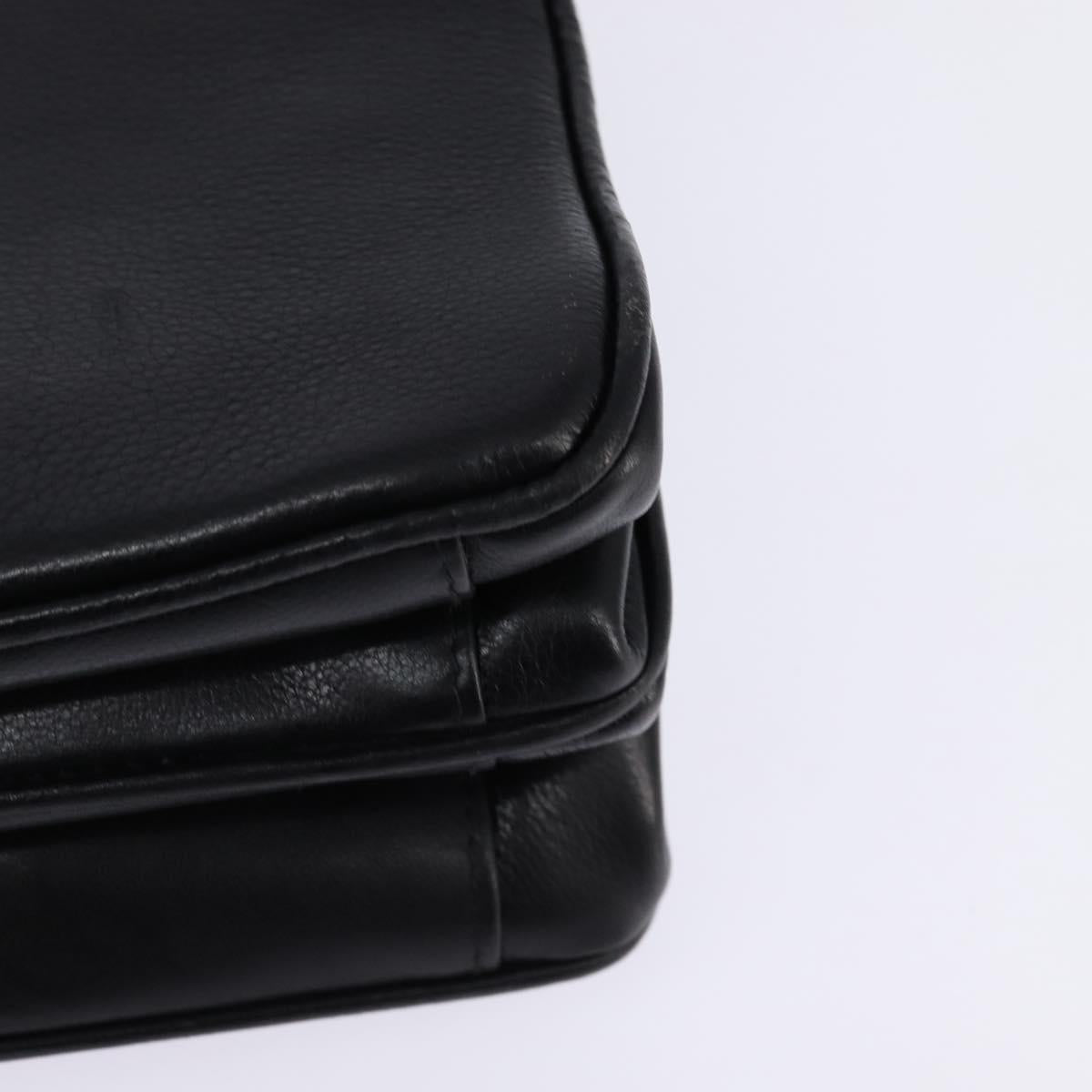 Gianni Versace Hand Bag Leather 2way Black Gold Auth BA5965