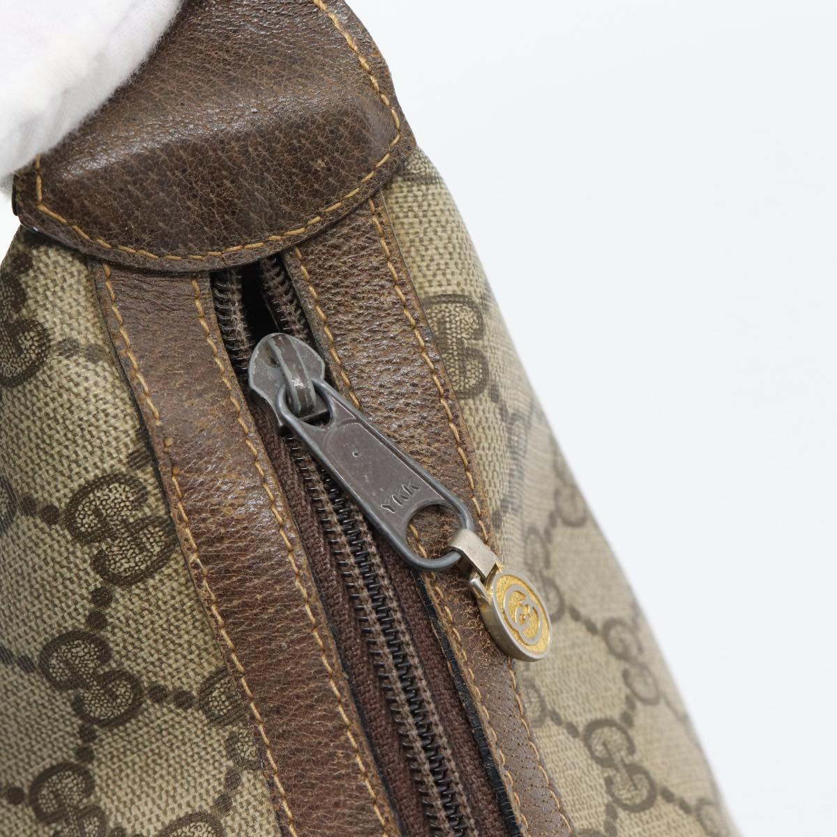 GUCCI GG Supreme Web Sherry Line Shoulder Bag PVC Beige Gold Auth BA5968