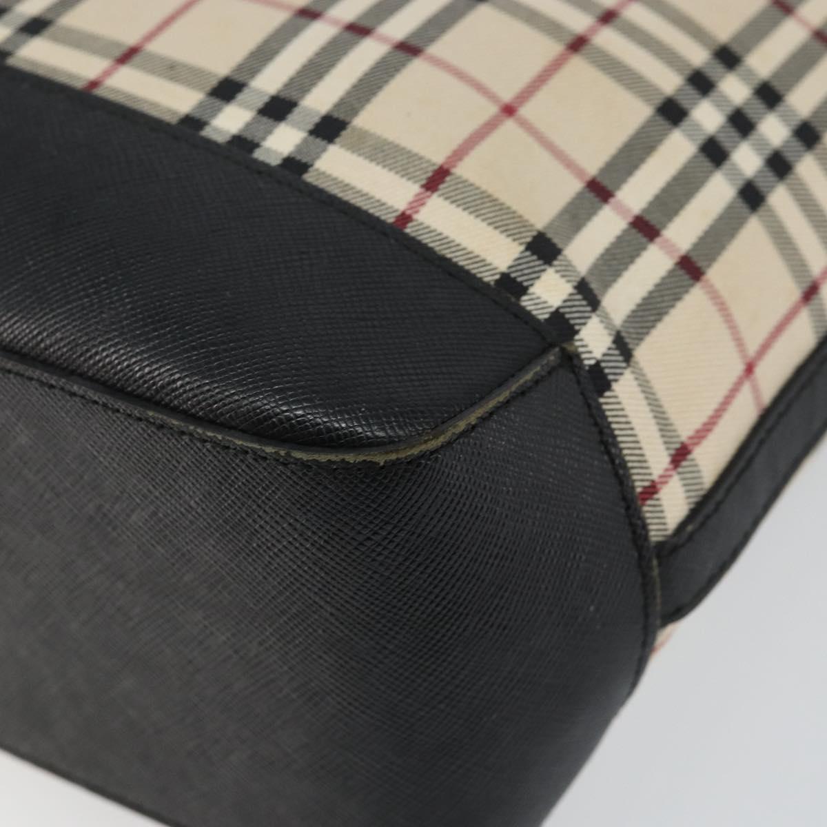 BURBERRY Nova Check Tote Bag Canvas Beige Silver Auth BA5979