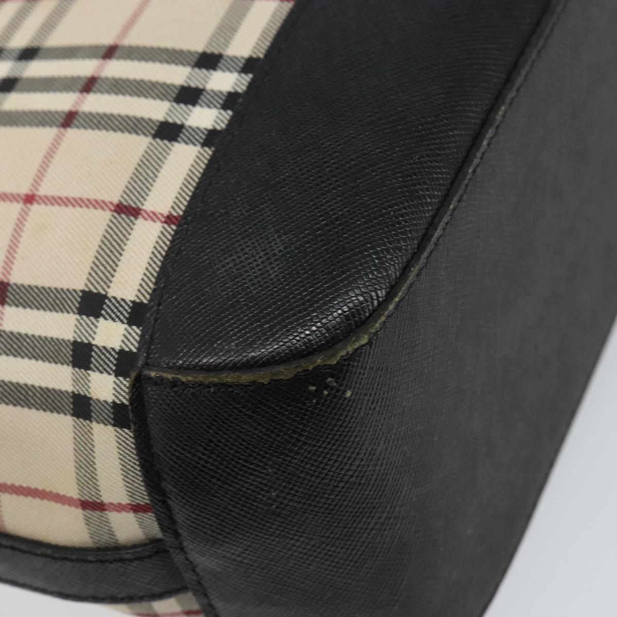 BURBERRY Nova Check Tote Bag Canvas Beige Silver Auth BA5979