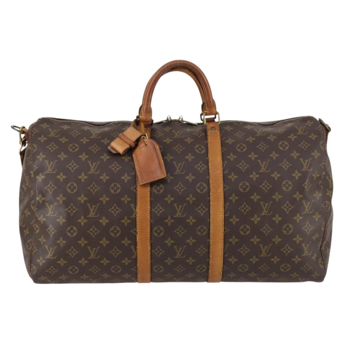 LOUIS VUITTON Monogram Keepall Bandouliere 55 Boston Bag M41414 LV Auth BA5999