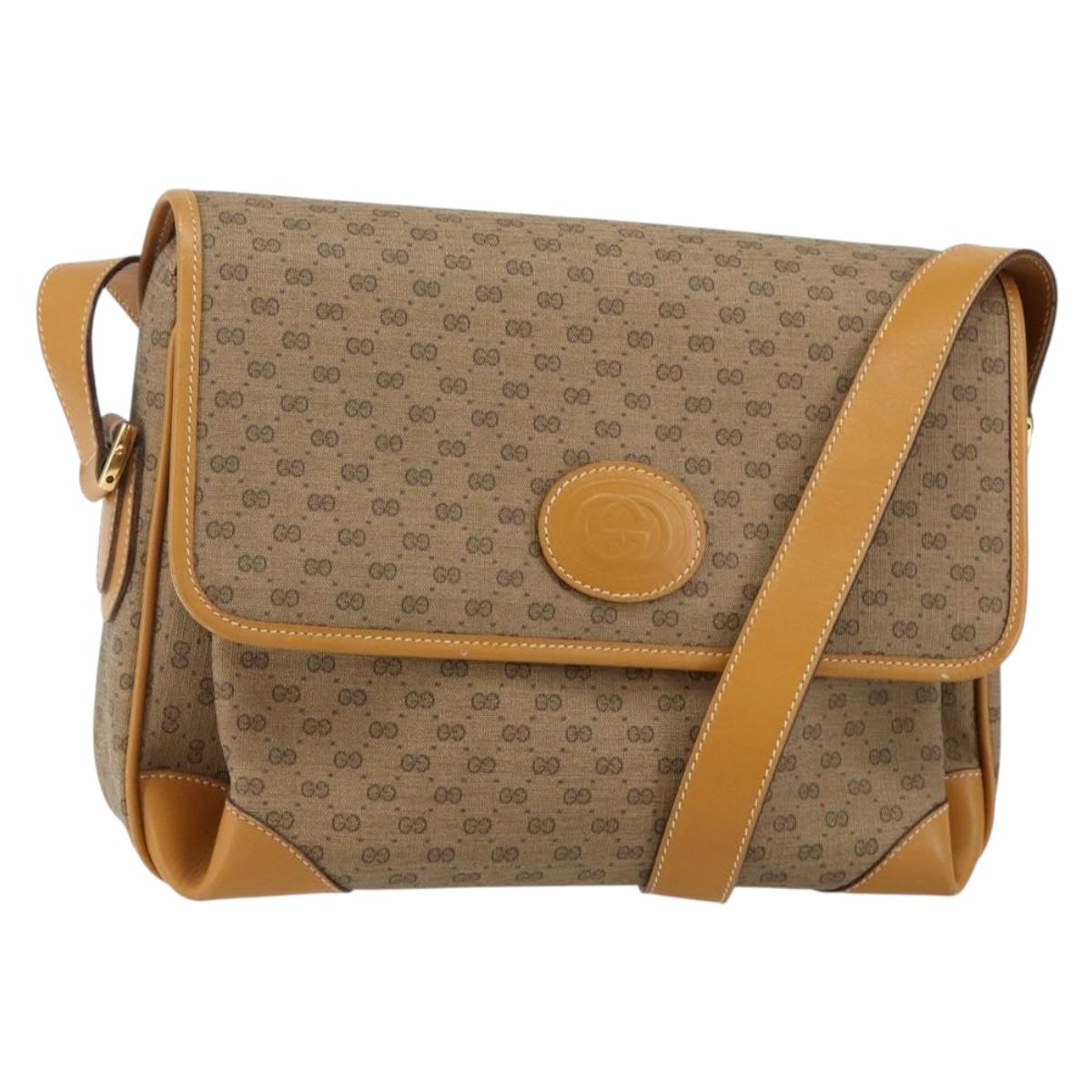 GUCCI Micro GG Supreme Shoulder Bag PVC Beige Gold 001 116 0924 Auth BA6004