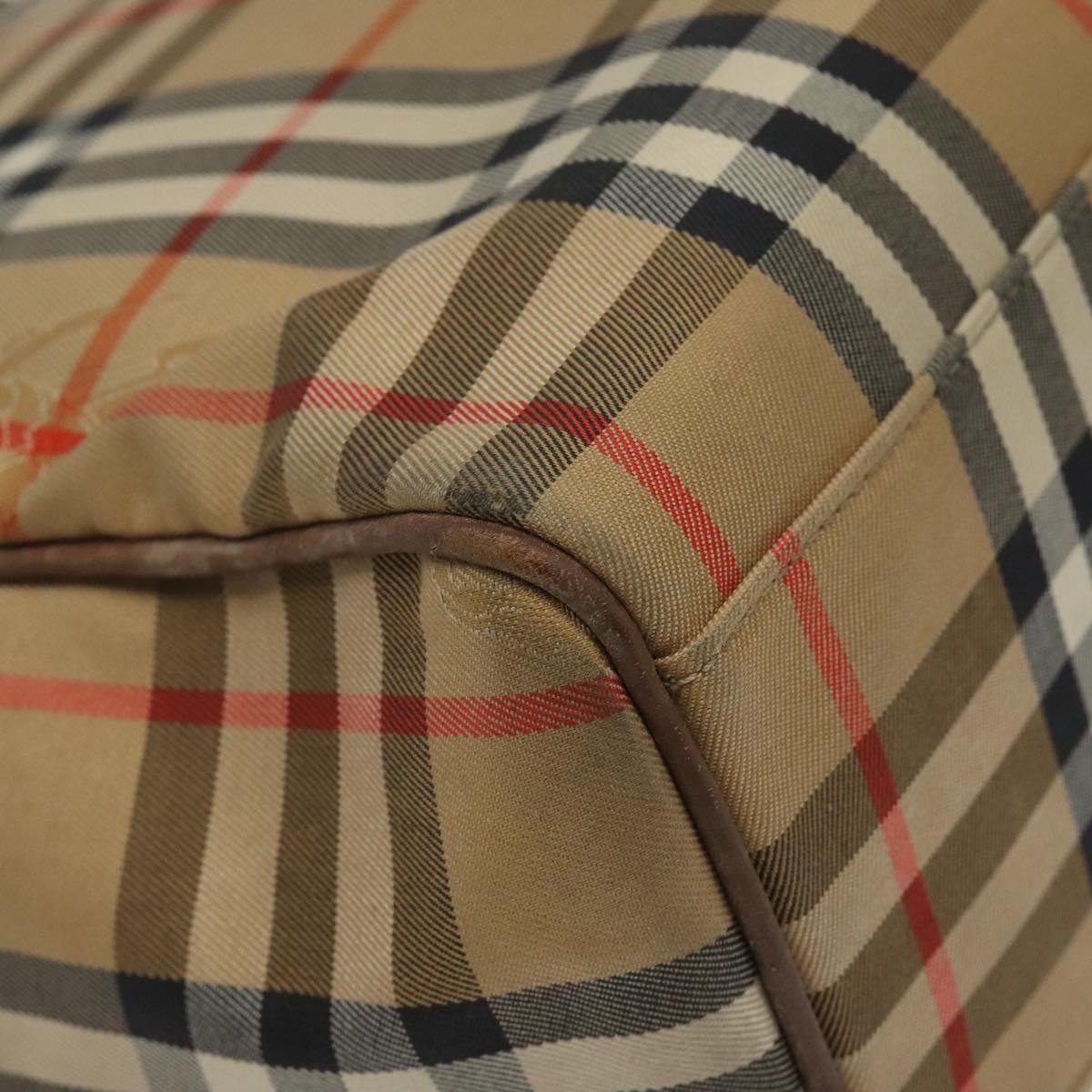 Burberrys Nova Check Tote Bag Canvas Beige Gold Auth BA601