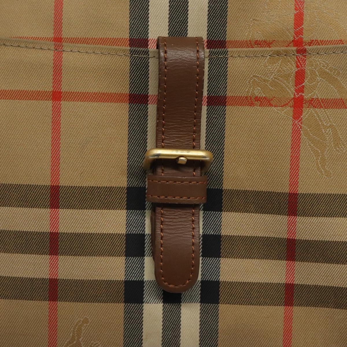 Burberrys Nova Check Tote Bag Canvas Beige Gold Auth BA601