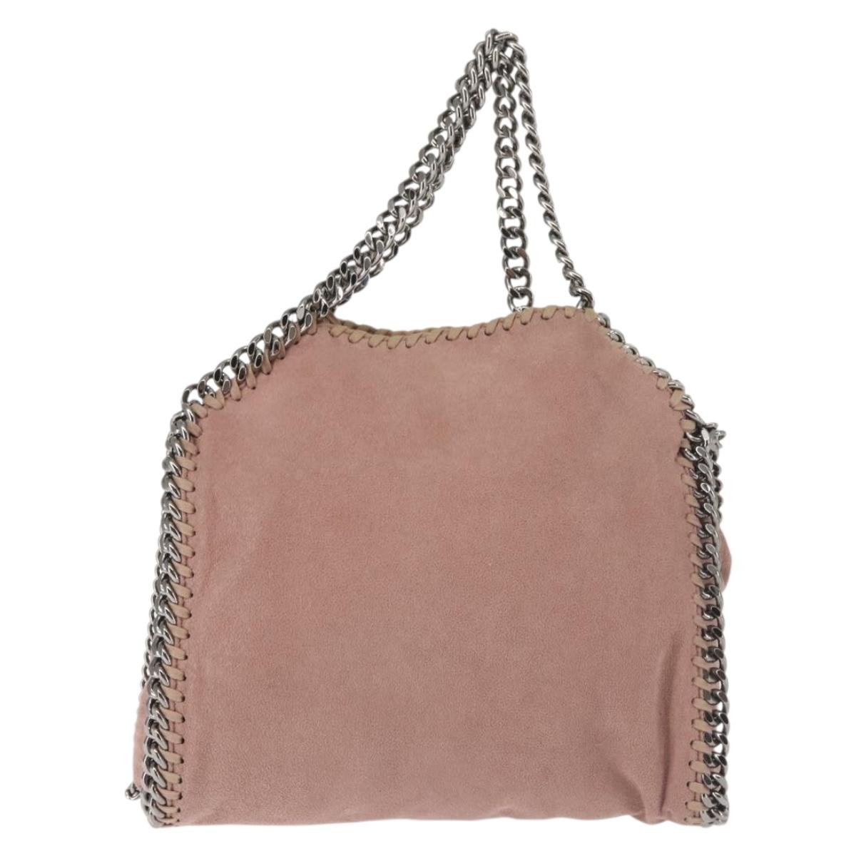Stella MacCartney Chain Fabera Shoulder Bag Suede Pink Silver Auth BA6012