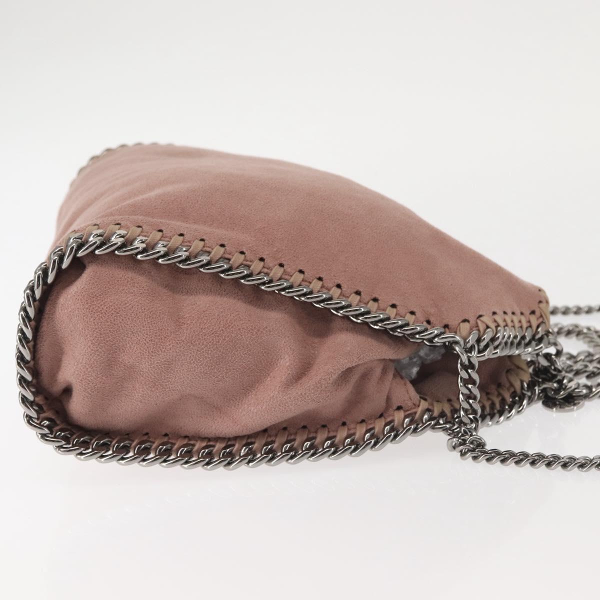 Stella MacCartney Chain Fabera Shoulder Bag Suede Pink Silver Auth BA6012