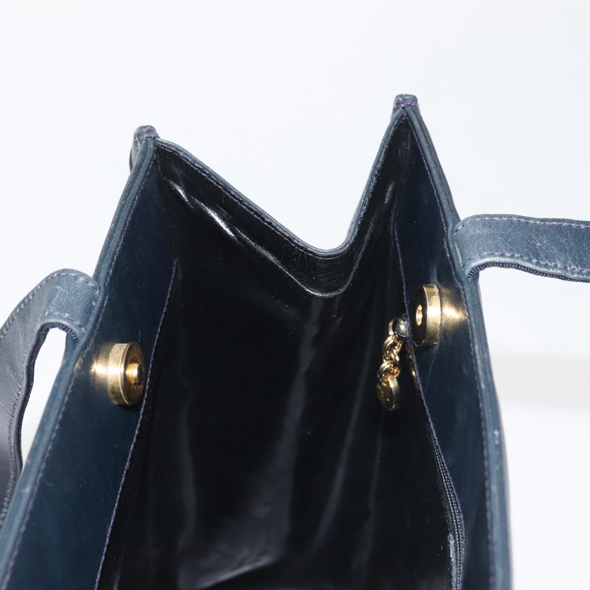 Salvatore Ferragamo Vala Tote Bag Leather Navy Gold Auth BA6019