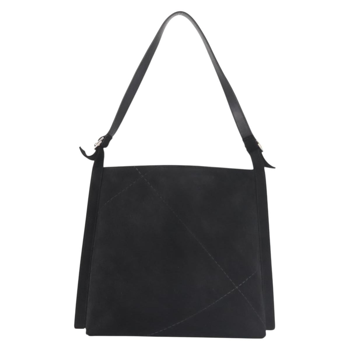 Salvatore Ferragamo Shoulder Bag Suede Gray Silver Auth BA6020