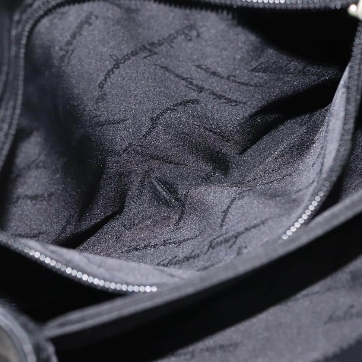 Salvatore Ferragamo Vala Shoulder Bag Leather Black Silver Auth BA6023