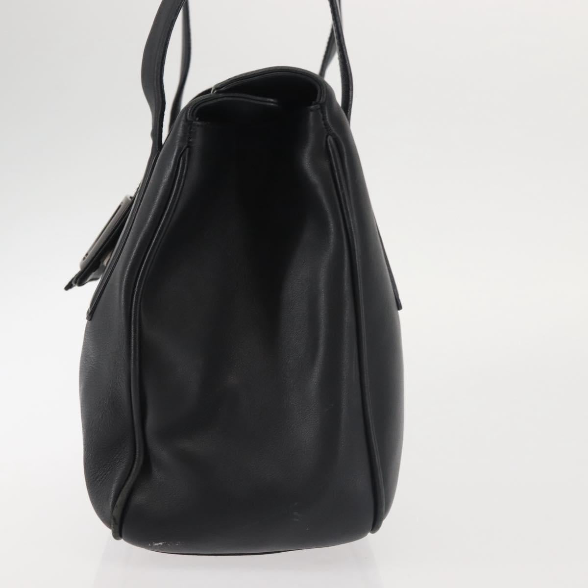Salvatore Ferragamo Vala Shoulder Bag Leather Black Silver Auth BA6023