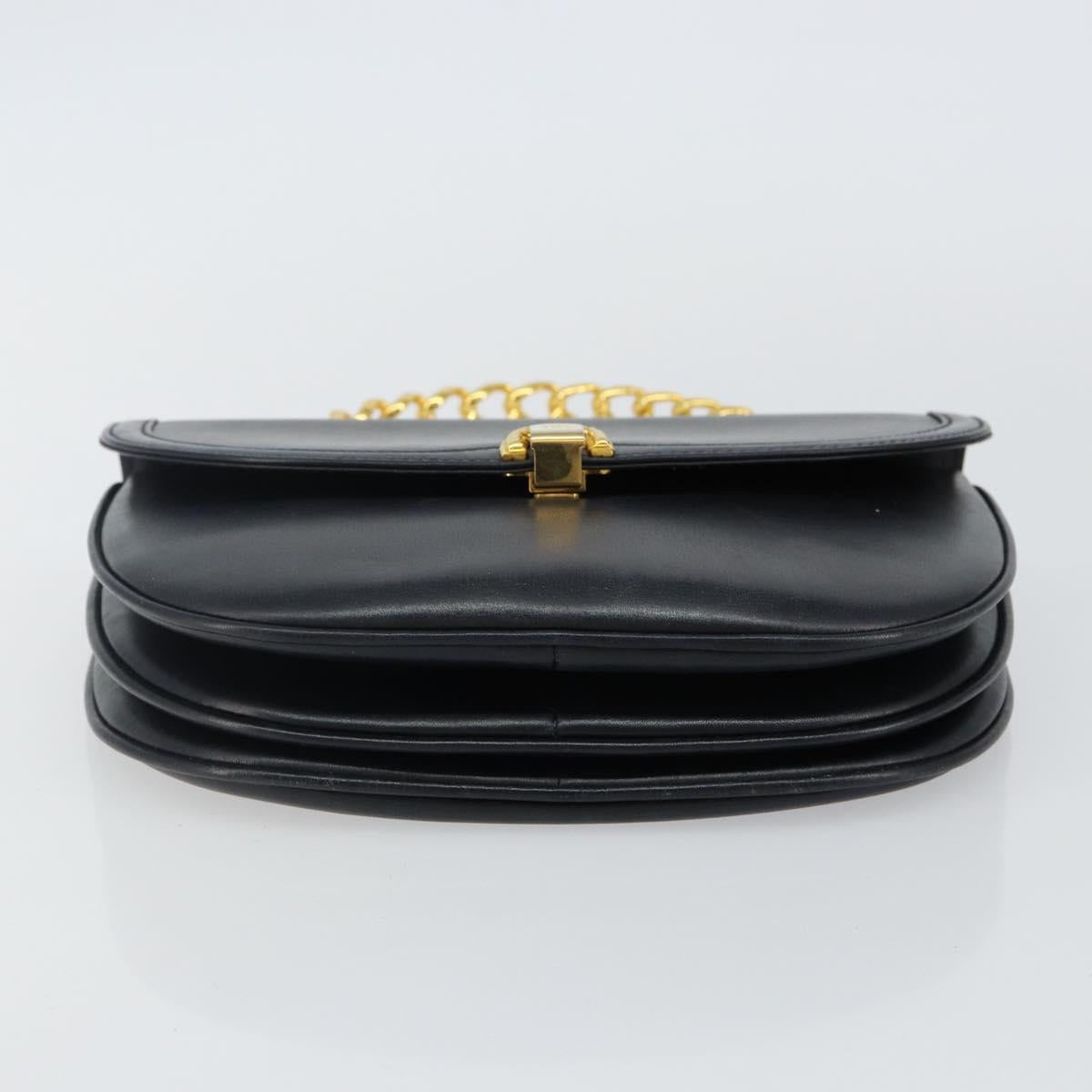 BALLY Hand Bag Leather Black Gold Auth BA6024