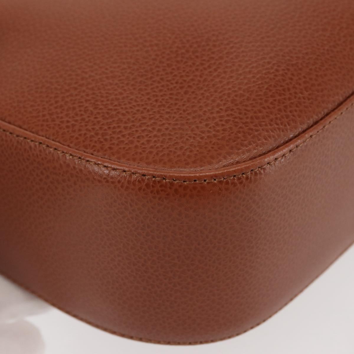 BALLY Tote Bag Leather Brown Gold Auth BA6025