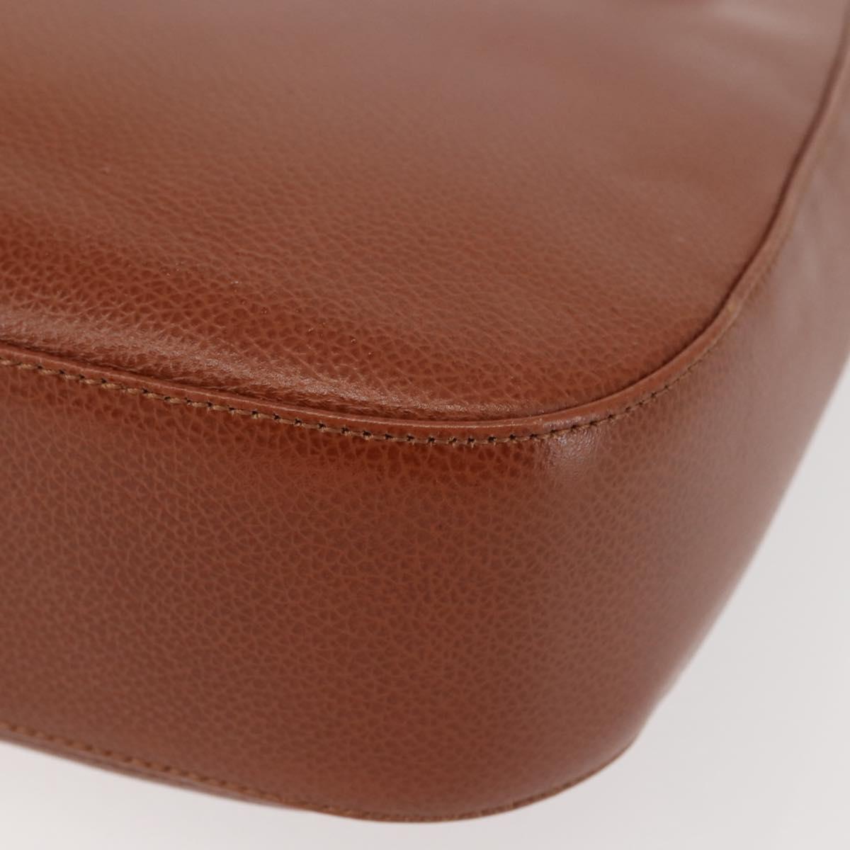 BALLY Tote Bag Leather Brown Gold Auth BA6025