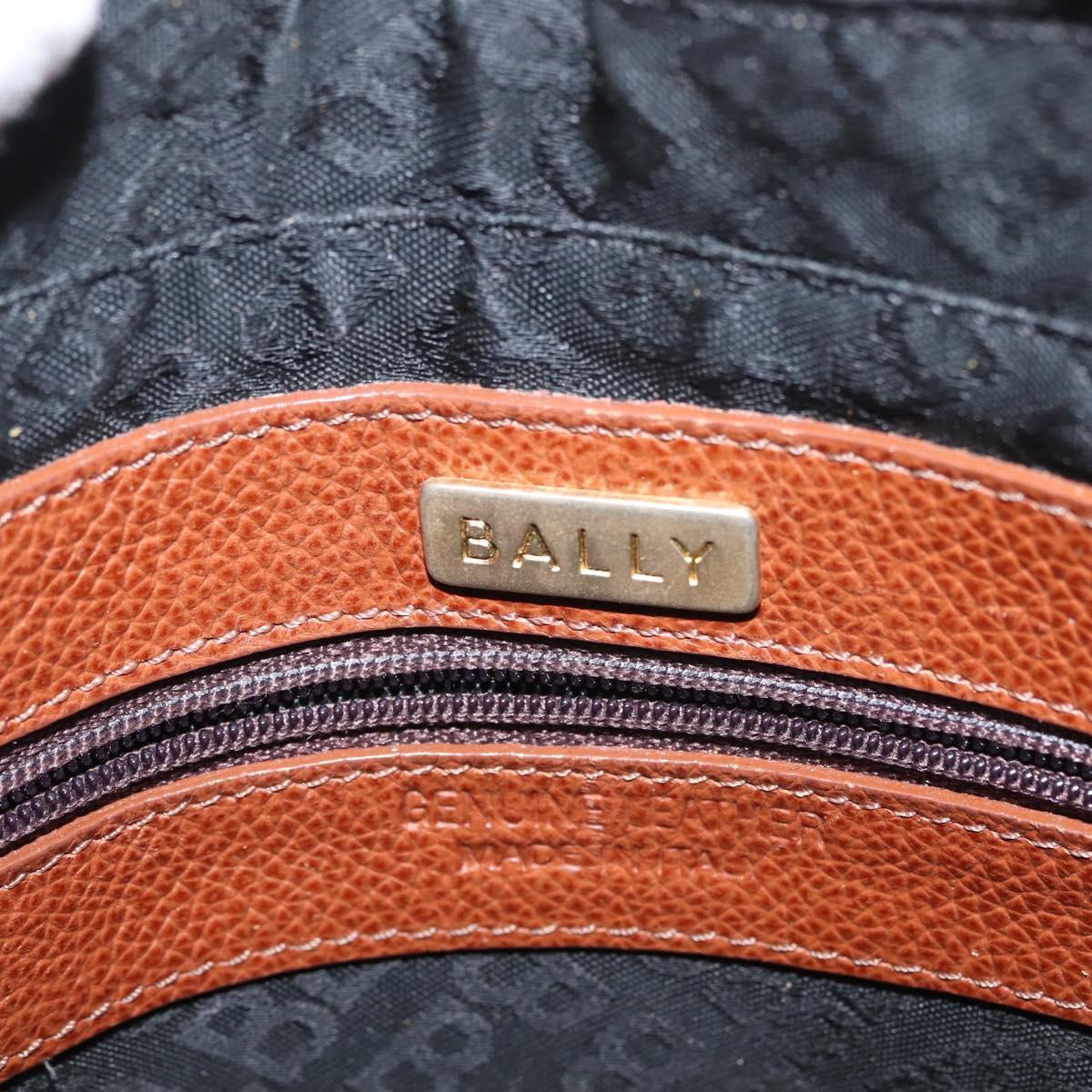 BALLY Tote Bag Leather Brown Gold Auth BA6025