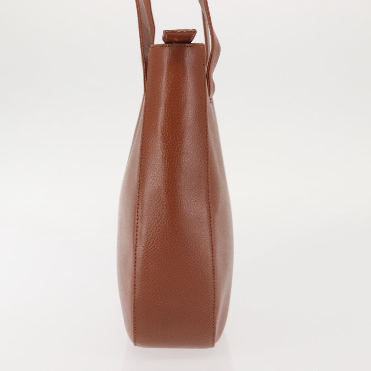 BALLY Tote Bag Leather Brown Gold Auth BA6025