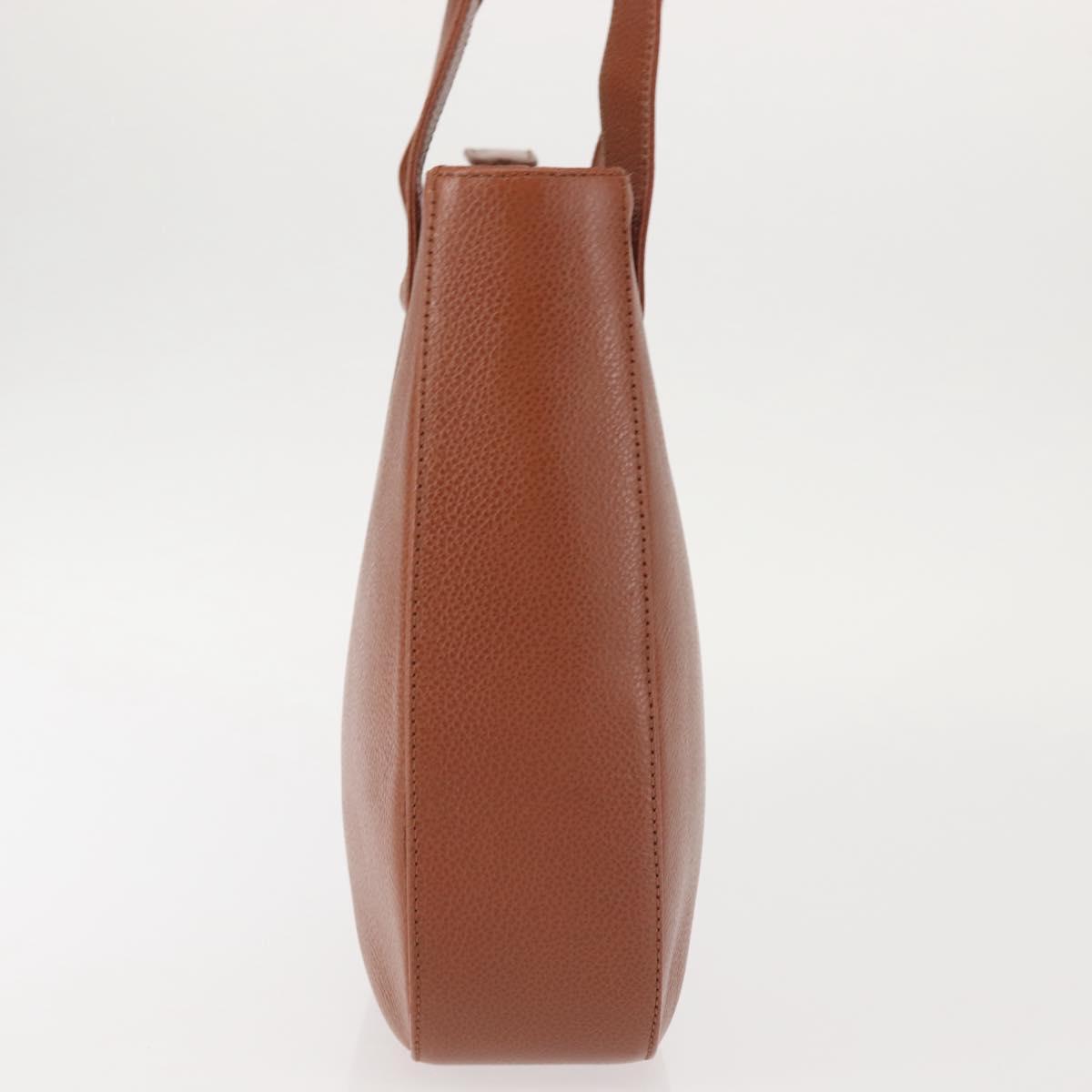 BALLY Tote Bag Leather Brown Gold Auth BA6025