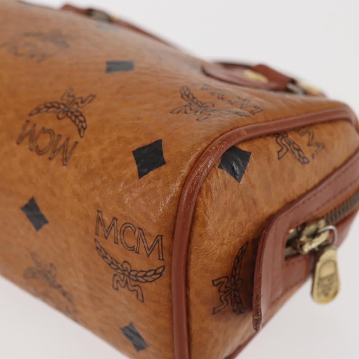 MCM Logogram Vicetos Hand Bag PVC Leather Brown Gold Auth BA6026