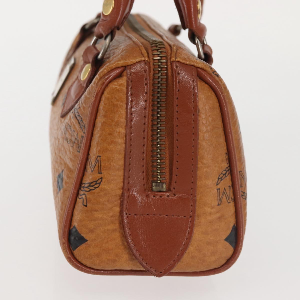 MCM Logogram Vicetos Hand Bag PVC Leather Brown Gold Auth BA6026
