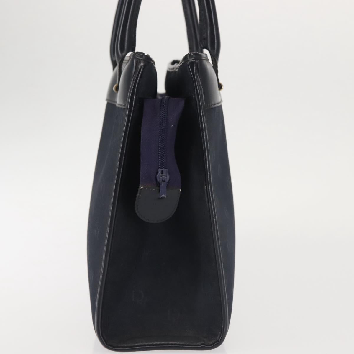Christian Dior Honeycomb Canvas Hand Bag Navy Gold Auth BA6027