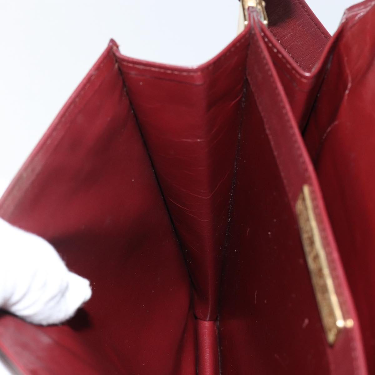 CARTIER Must Line Shoulder Bag Leather Bordeaux Gold Auth BA6028
