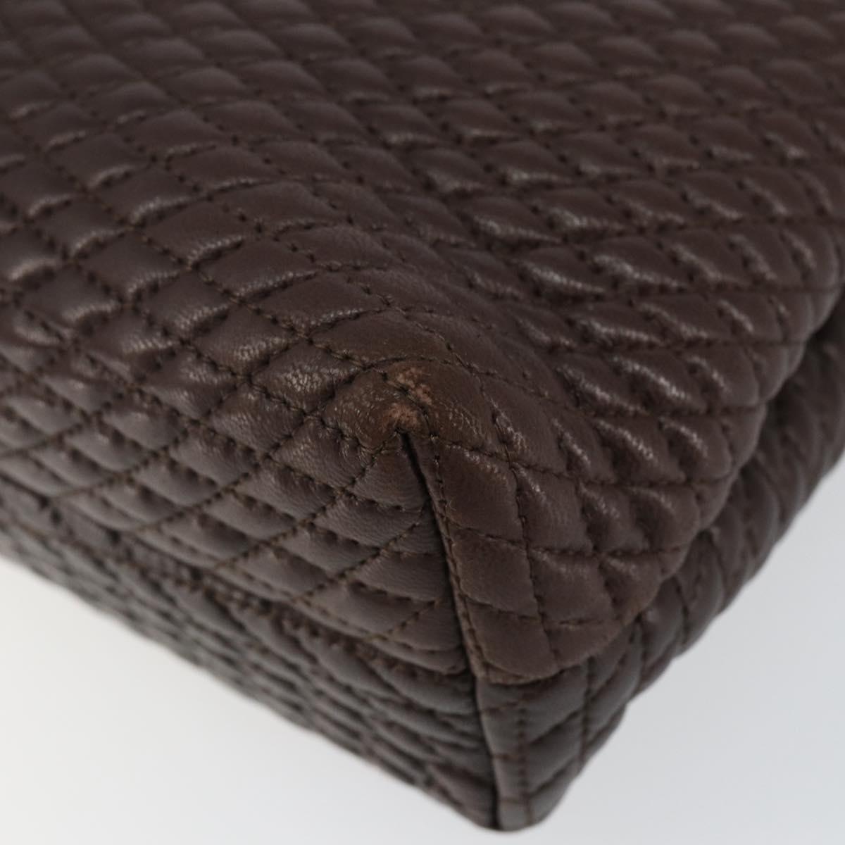 BALLY Hand Bag Leather Brown Gold Auth BA6041