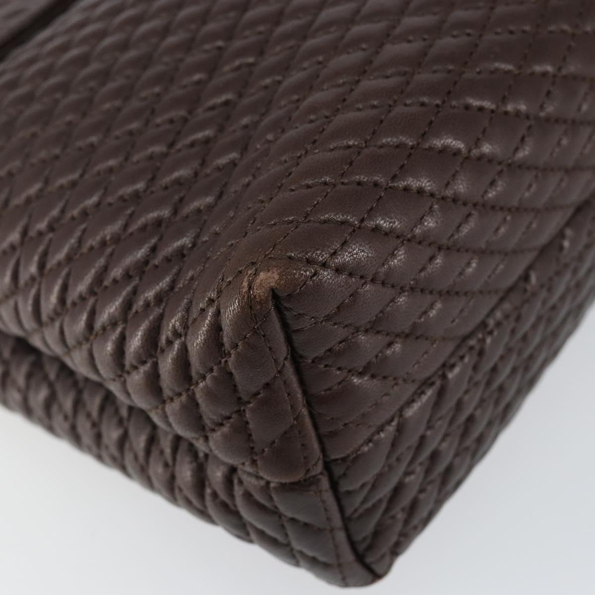 BALLY Hand Bag Leather Brown Gold Auth BA6041