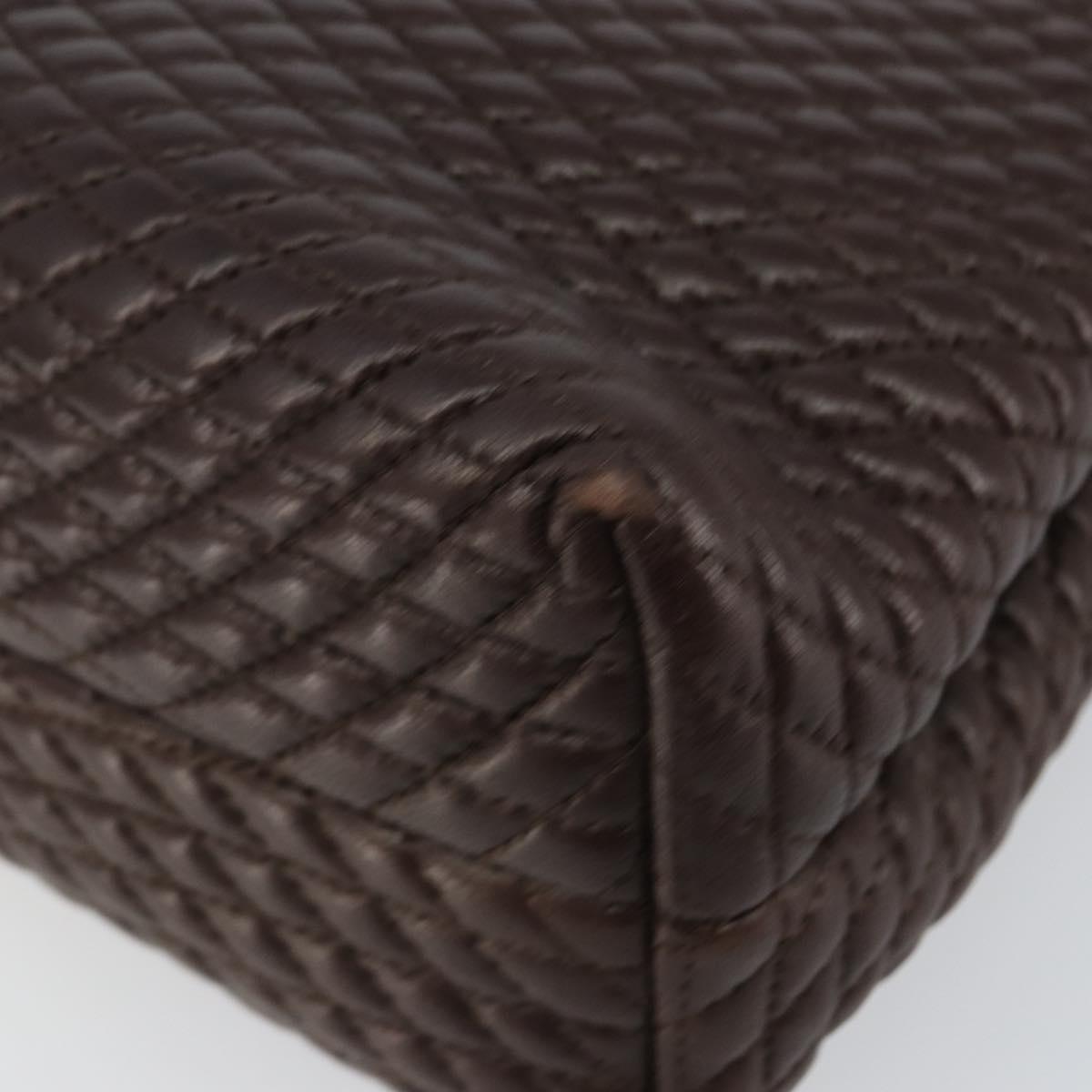 BALLY Hand Bag Leather Brown Gold Auth BA6041