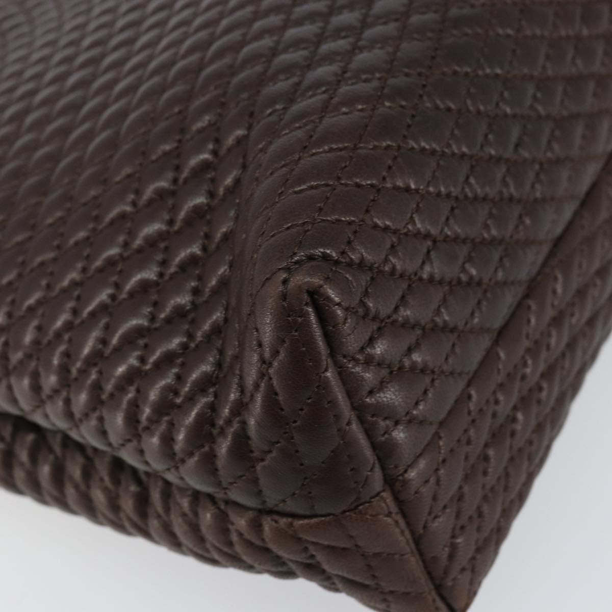 BALLY Hand Bag Leather Brown Gold Auth BA6041