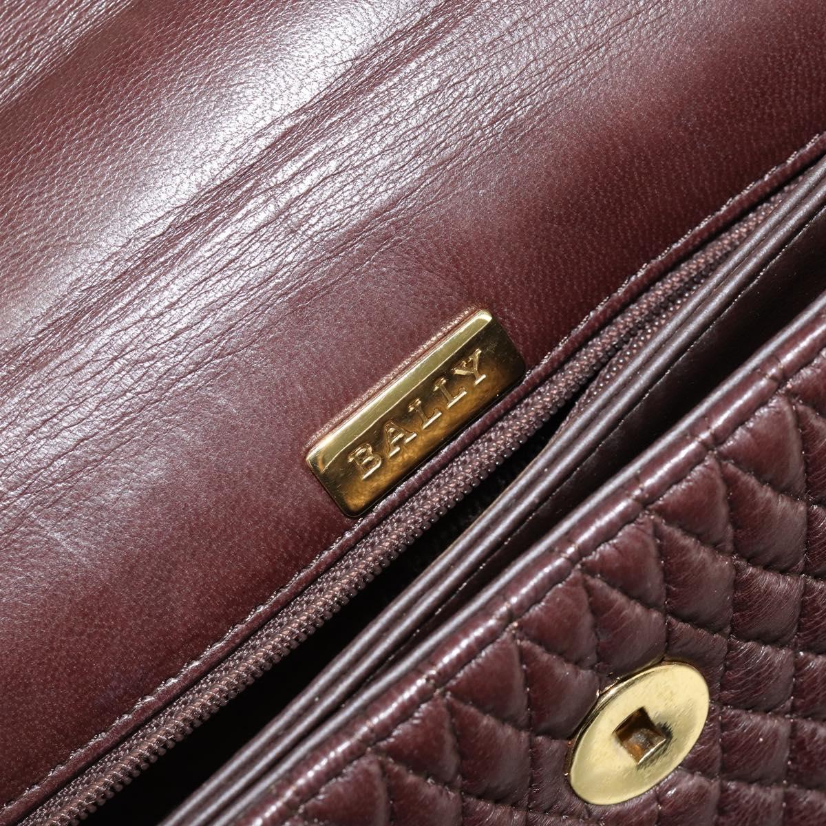 BALLY Hand Bag Leather Brown Gold Auth BA6041