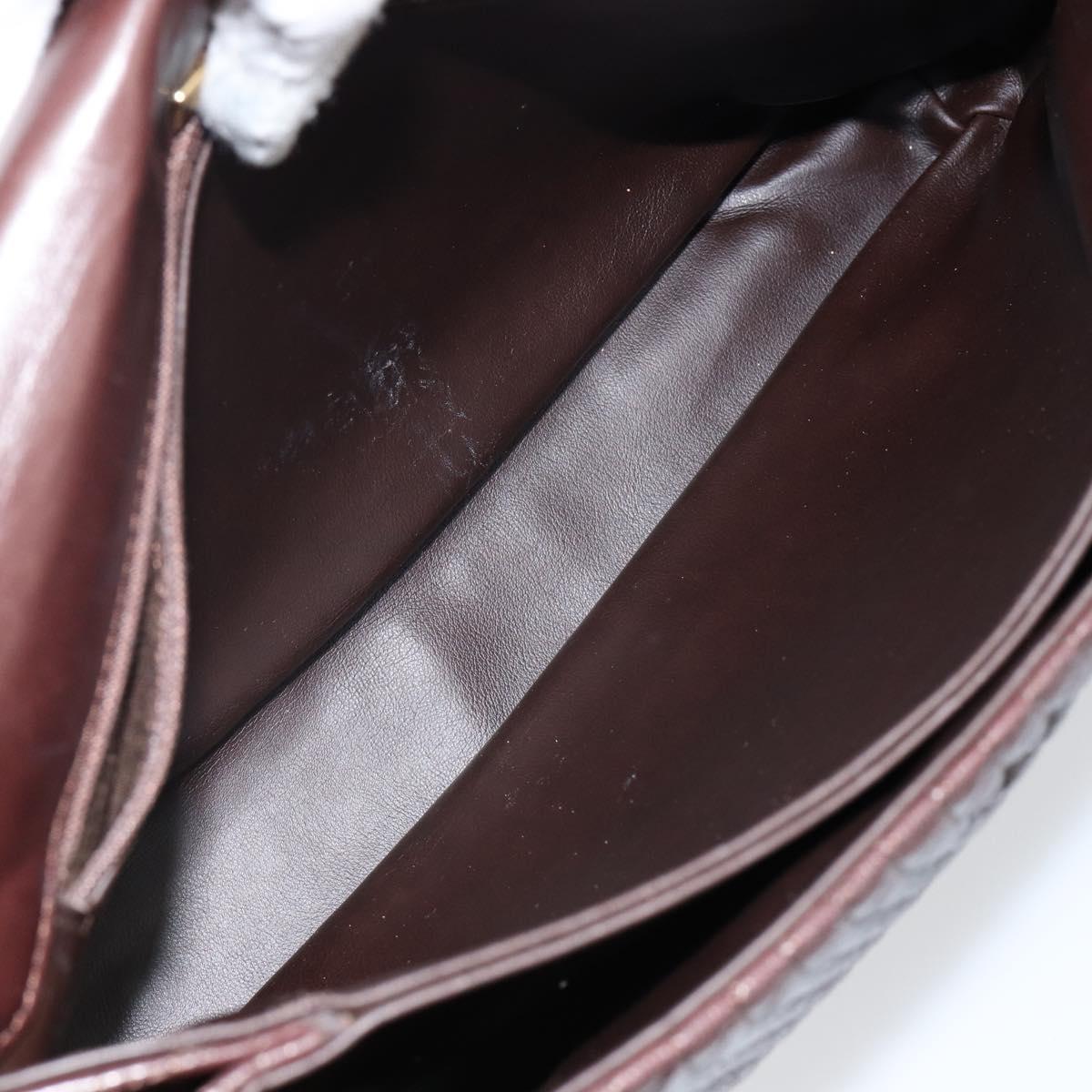 BALLY Hand Bag Leather Brown Gold Auth BA6041
