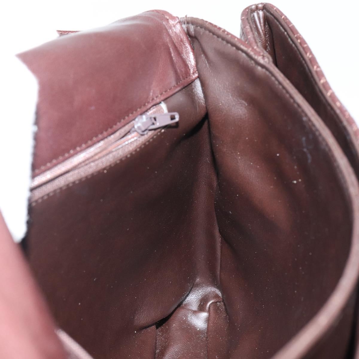 BALLY Hand Bag Leather Brown Gold Auth BA6041