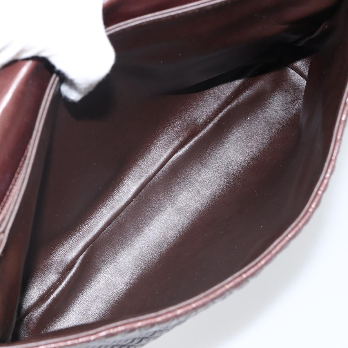 BALLY Hand Bag Leather Brown Gold Auth BA6041