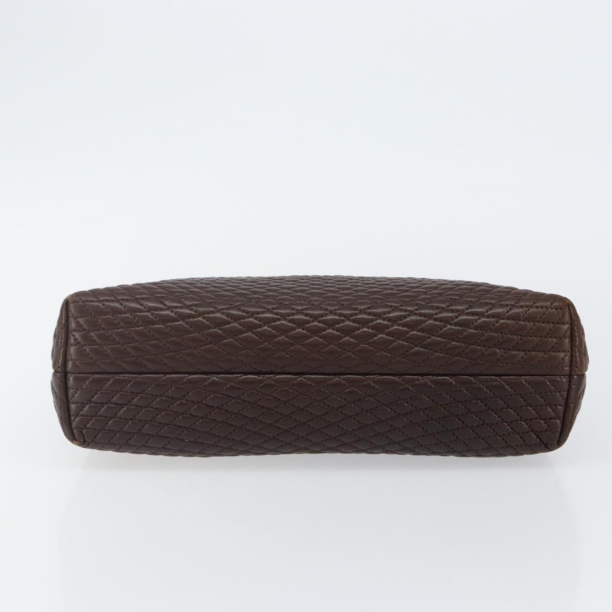 BALLY Hand Bag Leather Brown Gold Auth BA6041