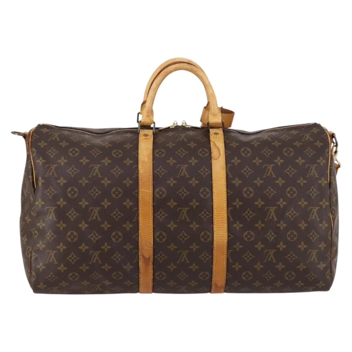 LOUIS VUITTON Monogram Keepall Bandouliere 55 Boston Bag M41414 LV Auth BA6044