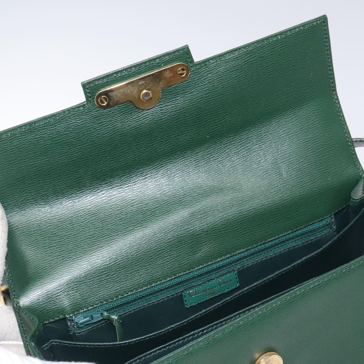 Christian Dior Shoulder Bag Leather Green Auth BA605
