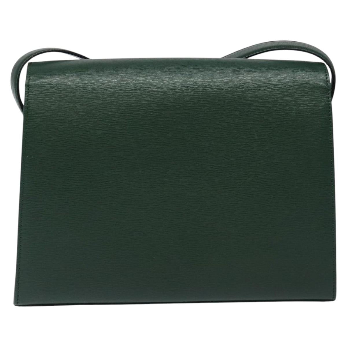 Christian Dior Shoulder Bag Leather Green Auth BA605