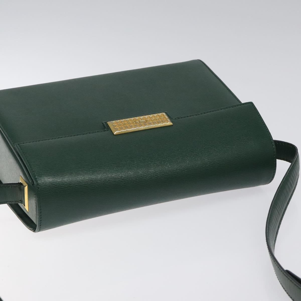Christian Dior Shoulder Bag Leather Green Auth BA605