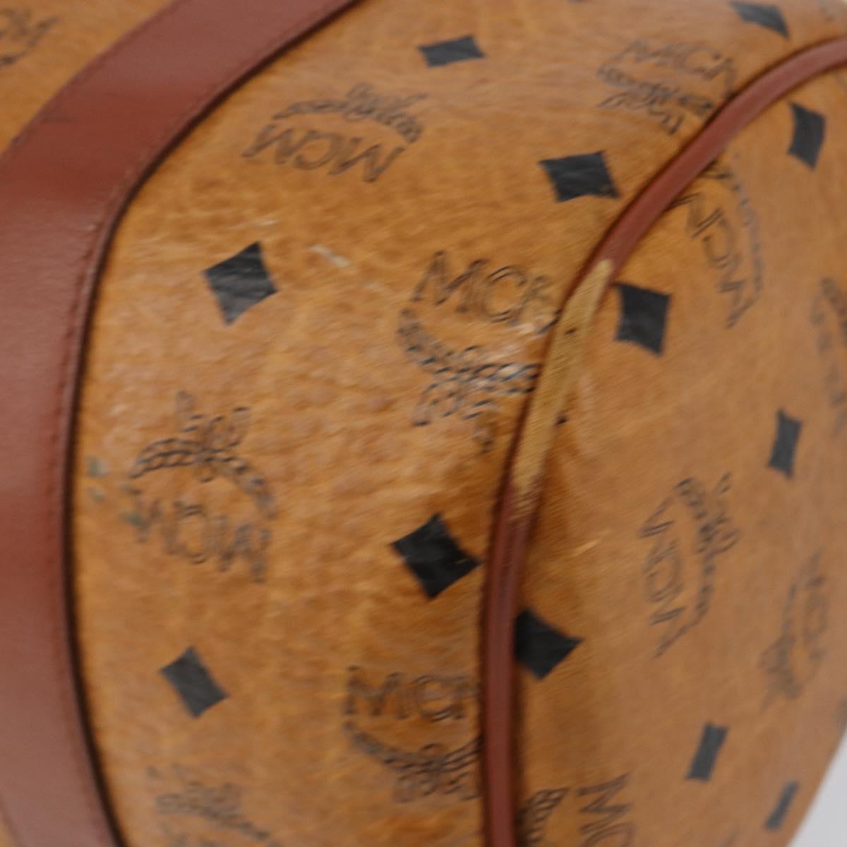 MCM Logogram Vicetos Hand Bag PVC Leather Brown Gold Auth BA6052