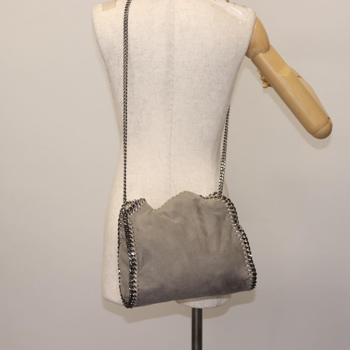 Stella MacCartney Chain Fabera Shoulder Bag Suede Gray Silver Auth BA6056