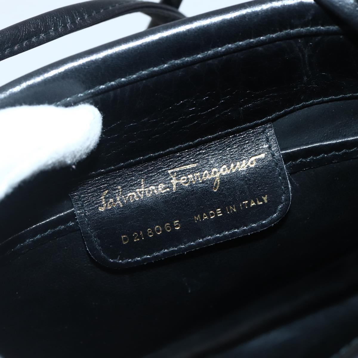 Salvatore Ferragamo Vala Shoulder Bag Leather Black Gold Auth BA6076