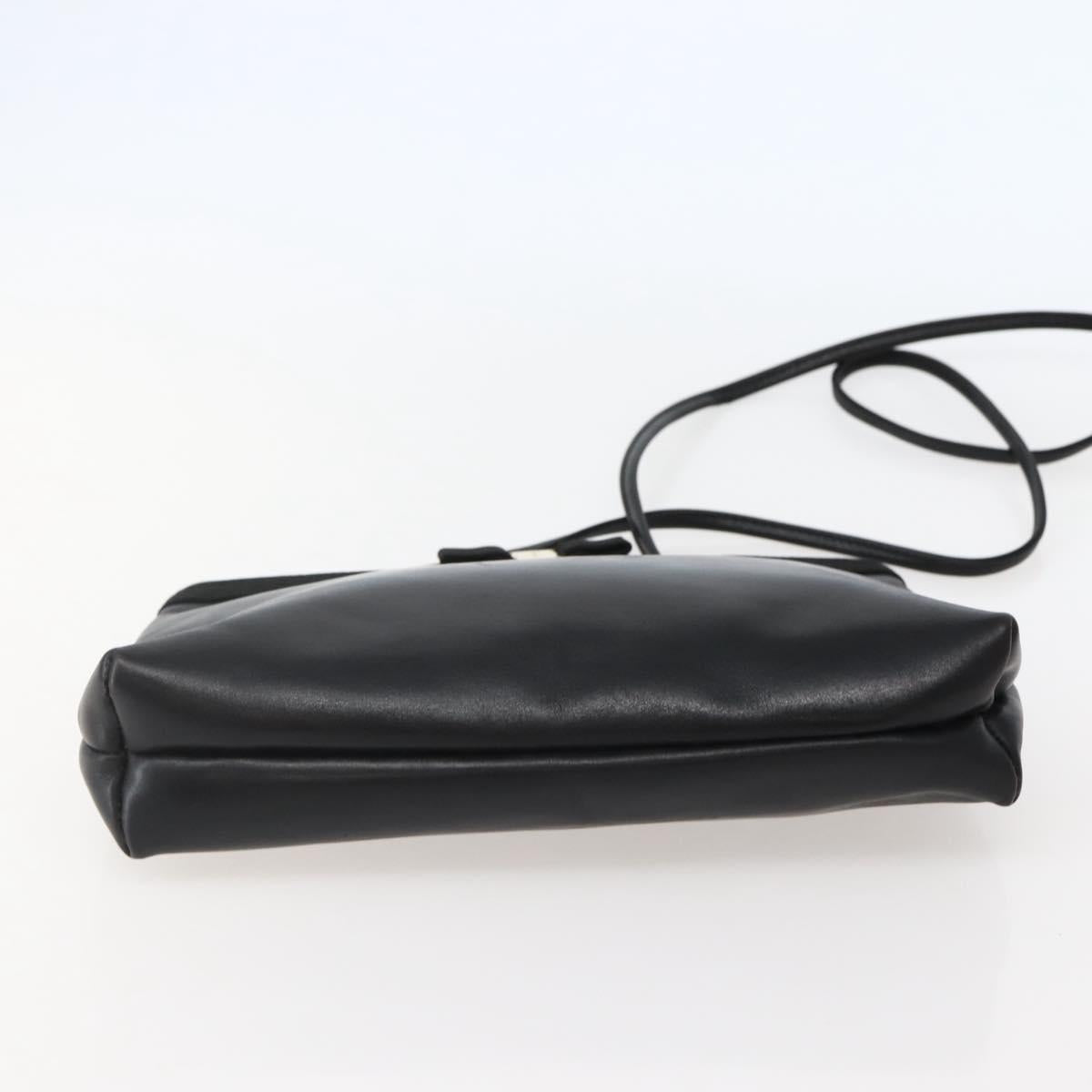 Salvatore Ferragamo Vala Shoulder Bag Leather Black Gold Auth BA6076