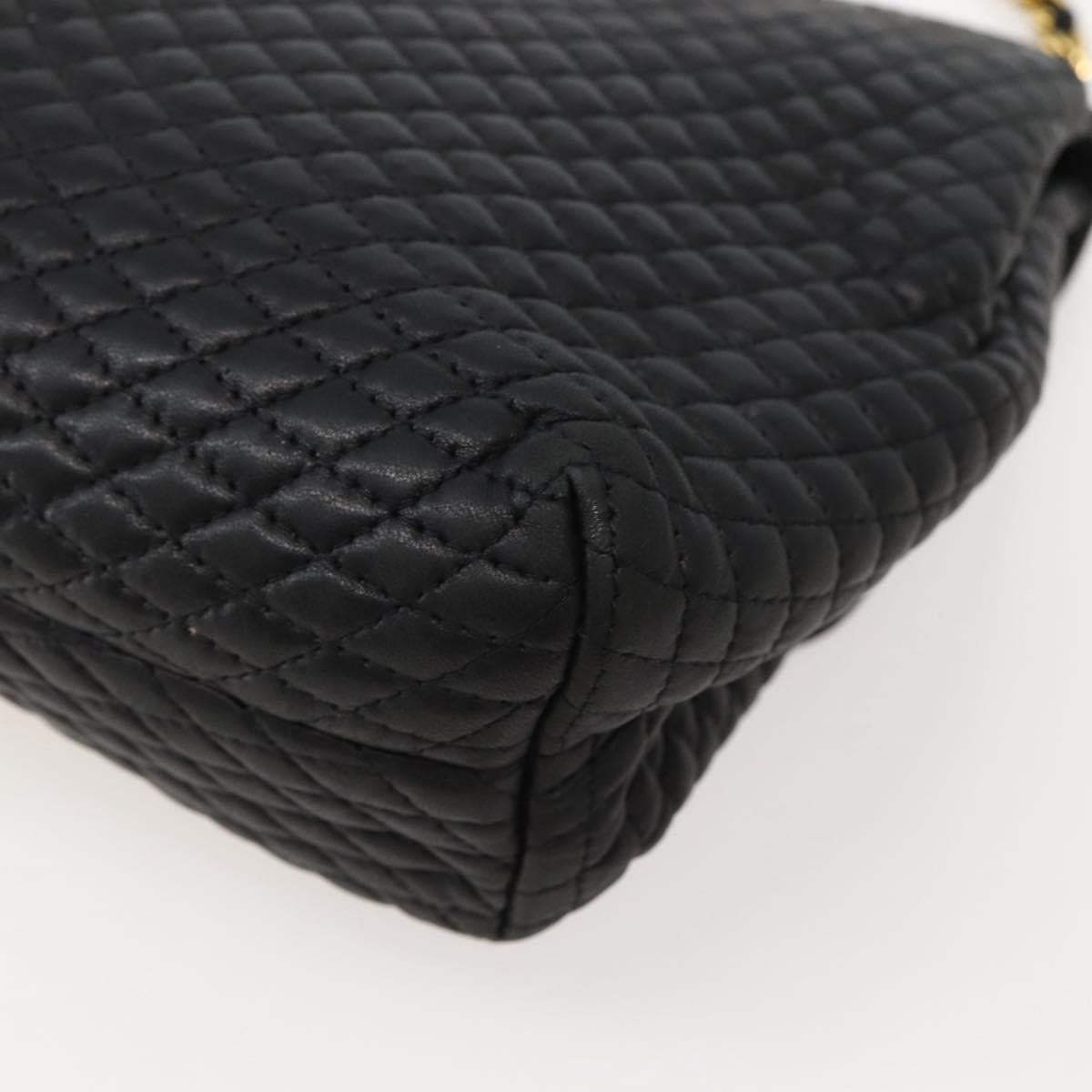 BALLY Chain Shoulder Bag Leather Black Gold Auth BA6077