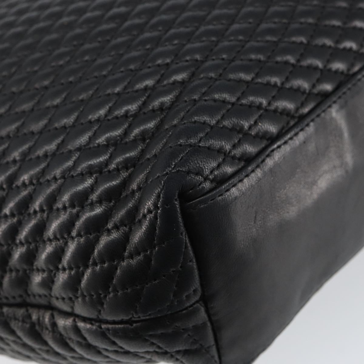 BALLY Hand Bag Leather Black Gold Auth BA6078