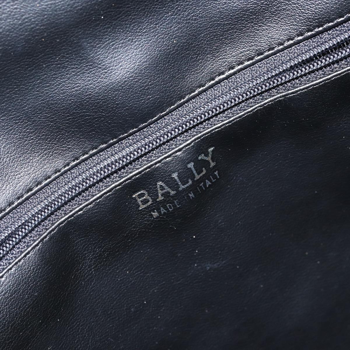 BALLY Hand Bag Leather Black Gold Auth BA6078