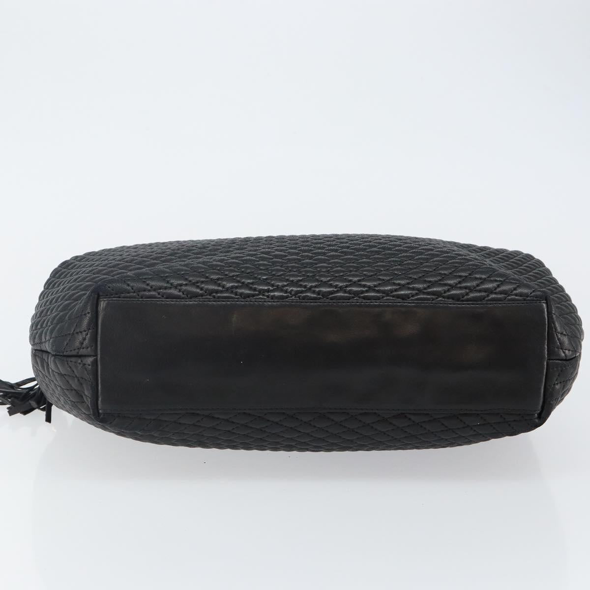 BALLY Hand Bag Leather Black Gold Auth BA6078