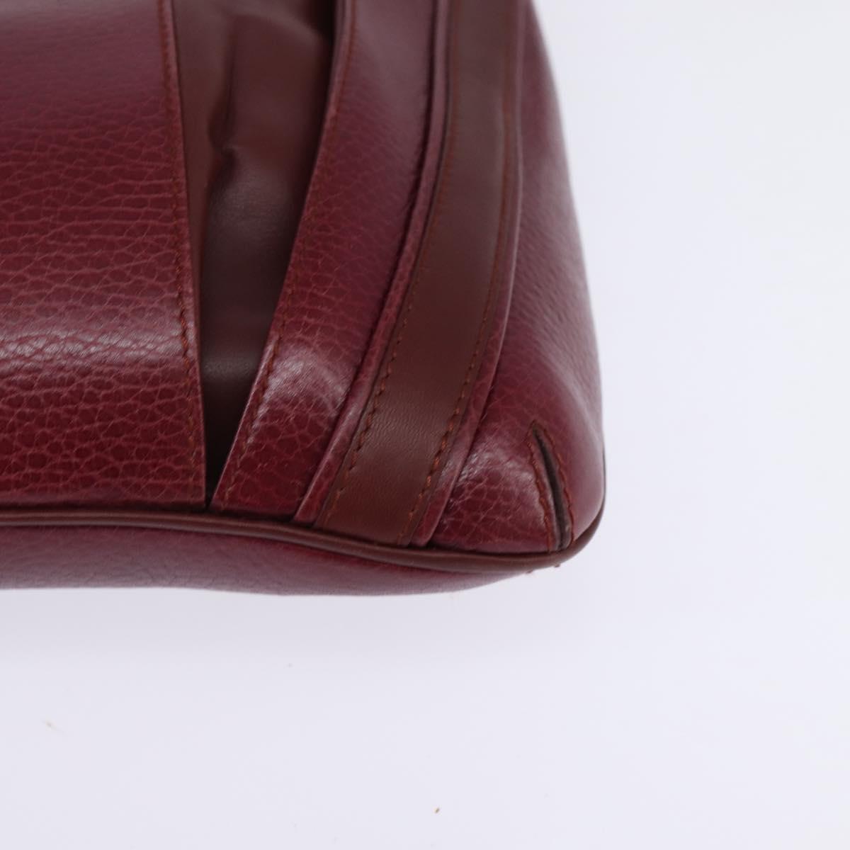 CARTIER Shoulder Bag Leather Bordeaux Gold Auth BA6081